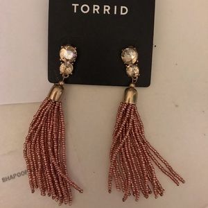 Torrid pink metallic tassel earring